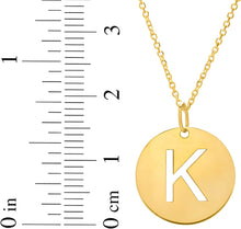 Load image into Gallery viewer, 14k Yellow Gold 0.6&quot; Disc Alphabet Letter A - Z Initial Charm Pendant with Extendable Adjustable Chain Necklace
