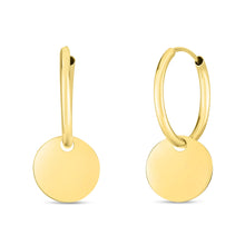 Load image into Gallery viewer, 14k Yellow Gold 22mm Dangle Circle Huggie Earrings
