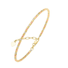 Load image into Gallery viewer, 14k Tri-Color Gold 1.5mm Alternating Bead Link Bracelet, Adjustable 7" - 8 Inch
