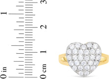 Load image into Gallery viewer, 10k Yellow Gold 14.1mm Two-Tone Heart CZ Double Shank Ring, Sizes 4-11
