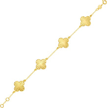 Load image into Gallery viewer, 14k Yellow Gold 14.5mm Radiating Clover Charm Cable Link Bracelet, Adjustable 6.5" - 7.25 Inch
