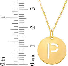 Load image into Gallery viewer, 14k Yellow Gold 0.6&quot; Disc Alphabet Letter A - Z Initial Charm Pendant with Extendable Adjustable Chain Necklace
