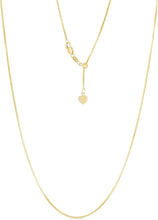Load image into Gallery viewer, 14k Yellow Gold or White Gold 1mm Classic Solid Box Adjustable Chain Necklace
