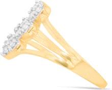 Load image into Gallery viewer, 10k Yellow Gold 12mm CZ Triple Heart Stack Triple Shank Two-Tone Ring, Sizes 4 - 9.5
