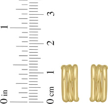 Load image into Gallery viewer, 14k Yellow Gold Triple Row C-Hoop Earrings
