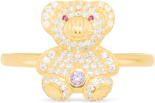 Load image into Gallery viewer, 10k Yellow Gold 13mm Teddy Bear CZ Ring, Sizes 4 - 11
