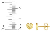 Load image into Gallery viewer, 14k Yellow Gold 6mm Diamnd Cut Heart Stud Earrings
