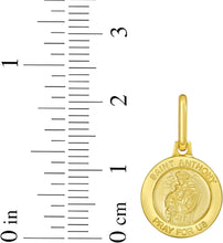 Load image into Gallery viewer, Italian 14k Yellow Gold 12mm Saint St. Anthony San Antonio Pray For Us Medallion Religious Charm Pendant with Optional Necklace,  16-17-18 Inch

