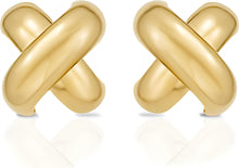Load image into Gallery viewer, 925 Sterling Silver or 14k Gold over Silver 16mm Puffy X Stud Earrings
