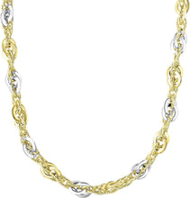 Load image into Gallery viewer, 14k Two-Tone Gold 6mm Polished &amp; Diamond Cut Interlocking Oval Link Bracelet, 7.5 Inch
