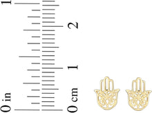 Load image into Gallery viewer, 14k Yellow Gold 8mm Hamsa Stud Earrings
