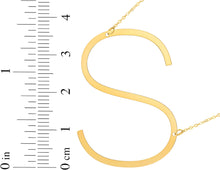 Load image into Gallery viewer, 14k Yellow Gold 1.5&quot; Extra Large Angled Alphabet Letter A - Z Initial Charm Pendant with Chain Necklace
