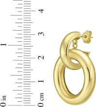 Load image into Gallery viewer, 14k Yellow Gold 31.4mm x 23.8mm Round Circle Linked Hoop Earrings
