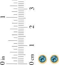 Load image into Gallery viewer, 14k Yellow Gold 5mm Round Birthstone Stud Earrings (Garnet, Amethyst, Aquamarine, White Topaz, Emerald, Moonstone, Ruby, Peridot, Blue Sapphire, Pink Sapphire, Citrine, Sky Blue Topaz)
