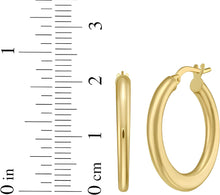 Load image into Gallery viewer, 14k Yellow Gold 22mm Graduated Flat Hoop Earrings
