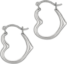 Load image into Gallery viewer, 10k Yellow Gold or White Gold 14mm Heart Hoop Earrings
