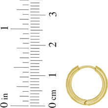 Load image into Gallery viewer, 14k Yellow Gold 13.8mm x 6.2mm Thick Checkerboard Patterned Huggie Hoop Earrings
