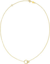 Load image into Gallery viewer, Italian 14k Yellow Gold 10.4mm Interlocking Circles Charm Pendant Adjustable Chain Necklace, 16 Inch-18"
