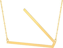 Load image into Gallery viewer, 14k Yellow Gold 1.5&quot; Extra Large Angled Alphabet Letter A - Z Initial Charm Pendant with Chain Necklace

