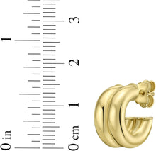 Load image into Gallery viewer, 14k Yellow Gold 15mm x 8.2mm Puffed Double Row C-Hoop Earrings
