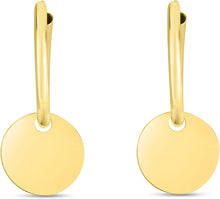 Load image into Gallery viewer, 14k Yellow Gold 120mm Dangle Circle Huggie Earrings

