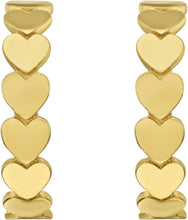 Load image into Gallery viewer, 14k Yellow Gold 16mm Heart Row C-Hoop Earrings

