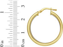 Load image into Gallery viewer, 14k Yellow Gold 27mm x 6mm Trinity Tube Hoop Earrings
