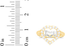 Load image into Gallery viewer, 10k Yellow Gold 13mm Heart CZ Two-Tone I Love You Ring, Sizes 4-10

