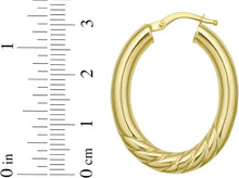 Load image into Gallery viewer, 14k Yellow Gold 30mm x 4mm Round or 31.6mm x 4mm Twisted Oval Hoop Earrings
