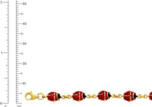 Load image into Gallery viewer, 14k Yellow Gold 5mm Enamel Ladybug Charm Link Bracelet, 7 Inch
