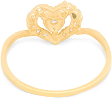 Load image into Gallery viewer, 10k Yellow Gold 9mm CZ Open Heart Ring, Sizes 4 - 10
