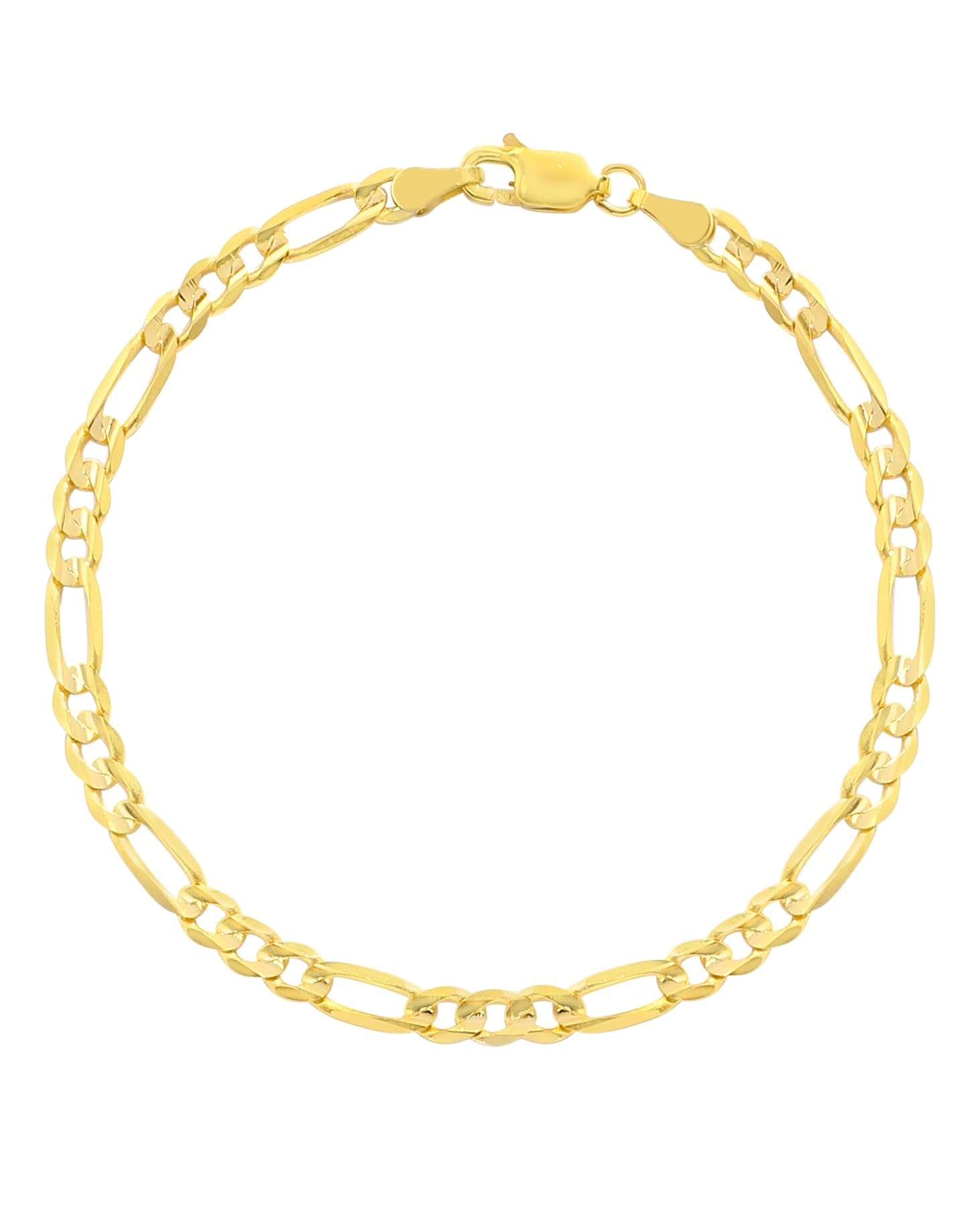 10k Yellow Gold 5.7mm Solid Clasic Figaro Bracelet or Anklet
