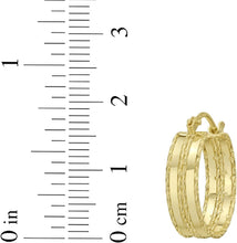 Load image into Gallery viewer, 14k Yellow Gold 18mm Double Diamond Cut Edge &amp; Polished Hoop Earrings
