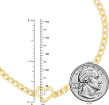 Load image into Gallery viewer, 14k Yellow Gold 10mm Open Heart Charm 3.4mm Lite Curb Link Bracelet, 7 Inch
