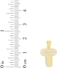 Load image into Gallery viewer, 10k Yellow Gold 0.5&quot; Pave CZ Personalized Bubble Alphabet Letter A - Z Initial Charm Pendant with optional Chain Necklace

