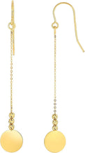 Load image into Gallery viewer, 14k Yellow Gold 20mm Polished Disc &amp; Bead Drop Earrings
