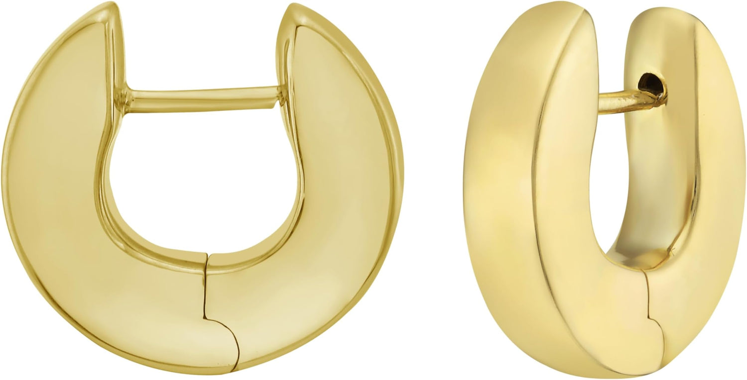 14k Yellow Gold 16.2mm x 4.1mm Thick Round Huggie Hoop Earrings
