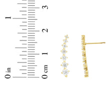 Load image into Gallery viewer, 14k Yellow Gold 18.4mm Graduated CZ Ear Climber Earrings
