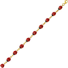 Load image into Gallery viewer, 14k Yellow Gold 5mm Ladybug Enamel Link Bracelet, 7 Inch
