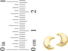 Load image into Gallery viewer, 14k Yellow Gold 7mm 0.01ct Diamond Moon Stud Earrings
