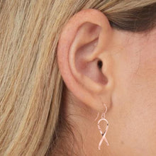 Load image into Gallery viewer, 14k Rose Gold 28mm Freeform Ribbon Earrings

