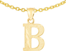 Load image into Gallery viewer, 10k Yellow Gold 0.45&quot; Personalized Lighting Alphabet Letter A - Z Initial Charm Pendant with optional Extendable Chain Necklace
