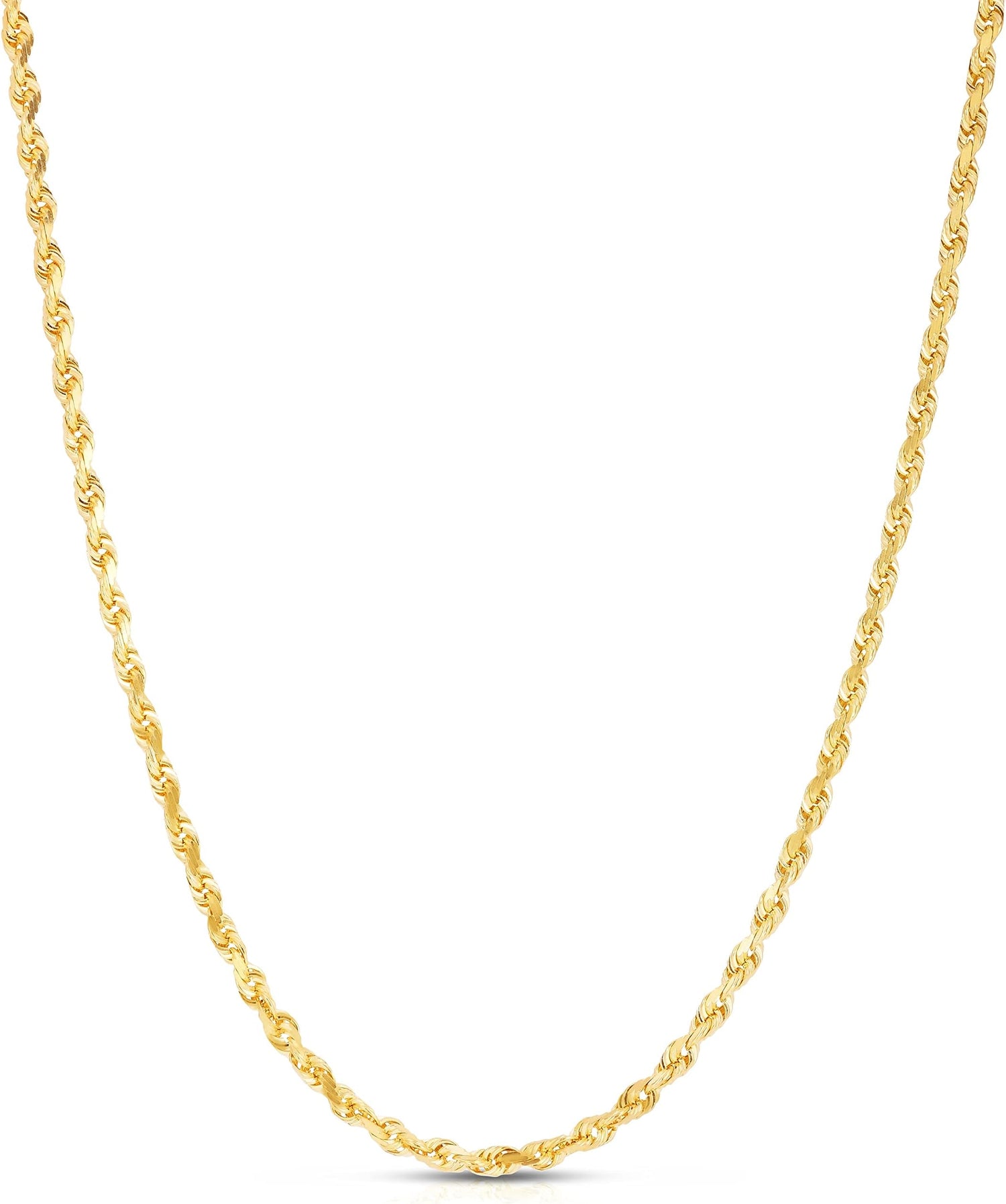 10k Yellow Gold 3.5mm Solid Diamond Cut Rope Chain Necklace