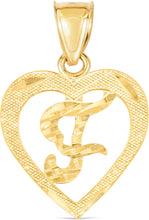 Load image into Gallery viewer, 10k Yellow Gold 19mm Personalized Alphabet Letter A - Z Initial Heart Pendant with optional Extendable Cable Chain Necklace
