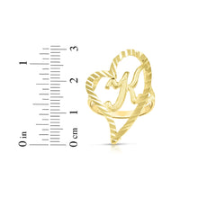 Load image into Gallery viewer, 10k Yellow Gold Small Medium Large or Extra Large A-Z Cursive initial Letter Heart Ring
