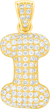 Load image into Gallery viewer, 10k Yellow Gold 0.7&quot; Pave CZ Personalized Bubble Alphabet Letter A - Z Initial Charm Pendant with optional Chain Necklace
