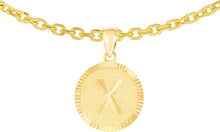 Load image into Gallery viewer, 10k Yellow Gold 0.63&quot; Personalized Medallion Alphabet Letter A - Z Initial Charm Pendant with optional Extendable Chain Necklace
