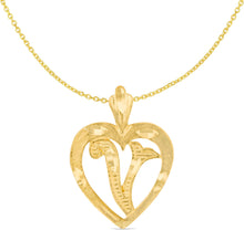 Load image into Gallery viewer, 10k Yellow Gold 24mm Personalized Alphabet Letter A - Z Initial Heart Pendant with optional Extendable Cable Chain Necklace
