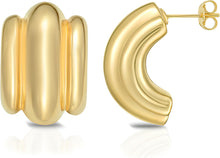 Load image into Gallery viewer, 14k Yellow Gold 19mm Triple Bar Half Hoop Earrings
