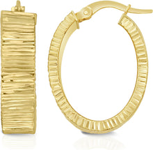 Load image into Gallery viewer, 14k Yellow Gold Ribbed Hoop Earrings
